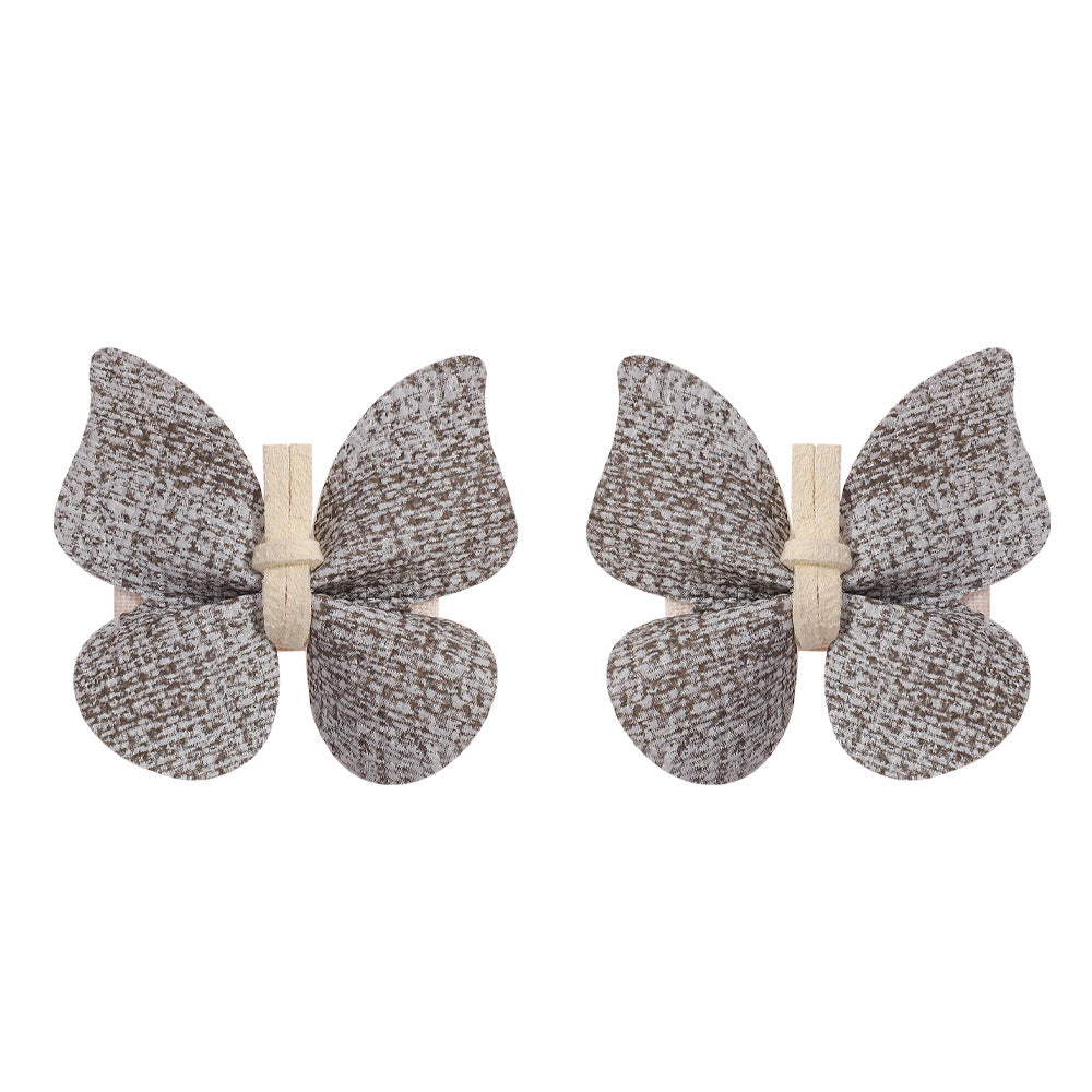 Wholesale PU Leather Handmade Butterfly Hairpin Retro