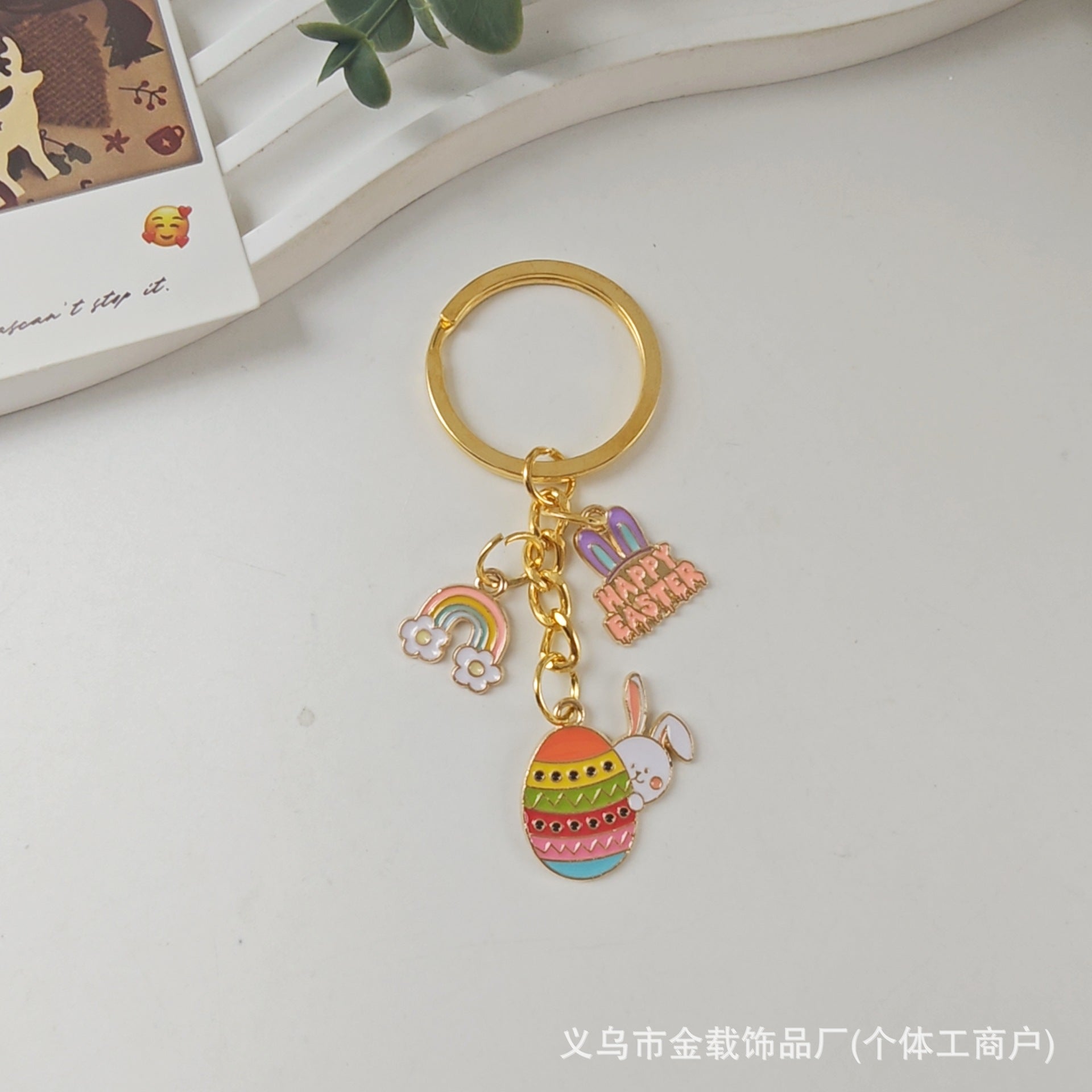 Wholesale Cartoon Easter egg cute rabbit metal keychain
