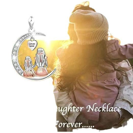 Wholesale moon mother and daughter necklace mother' s day creative ladies gift
