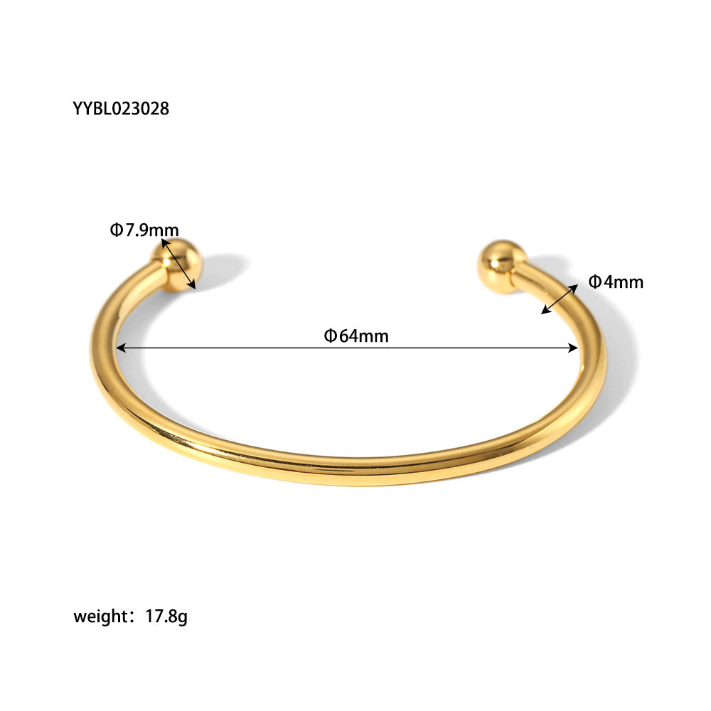 Wholesale Retro Stainless Steel Fashionable All-match Open 18K Gold-plated Non-fading Bracelet