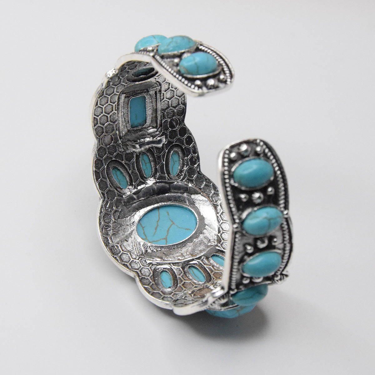 Wholesale Exaggerated exotic ethnic retro turquoise open bracelet