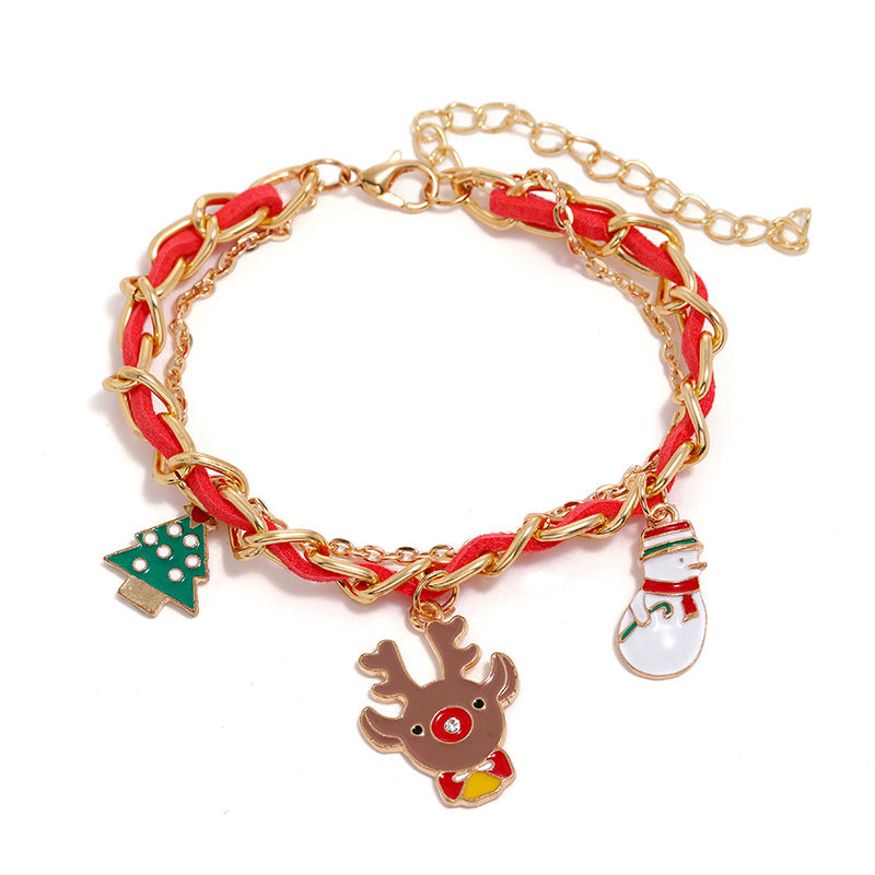 Wholesale Stitching Christmas Snowman Walking Stick Christmas Bracelet