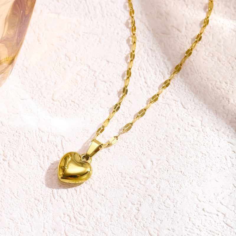 Wholesale Gold Plated Titanium Steel Heart Shaped Necklace And Earrings Set For Everyday Fashion Wear