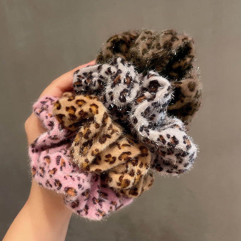 Wholesale Plush Leopard Print Hair Loops