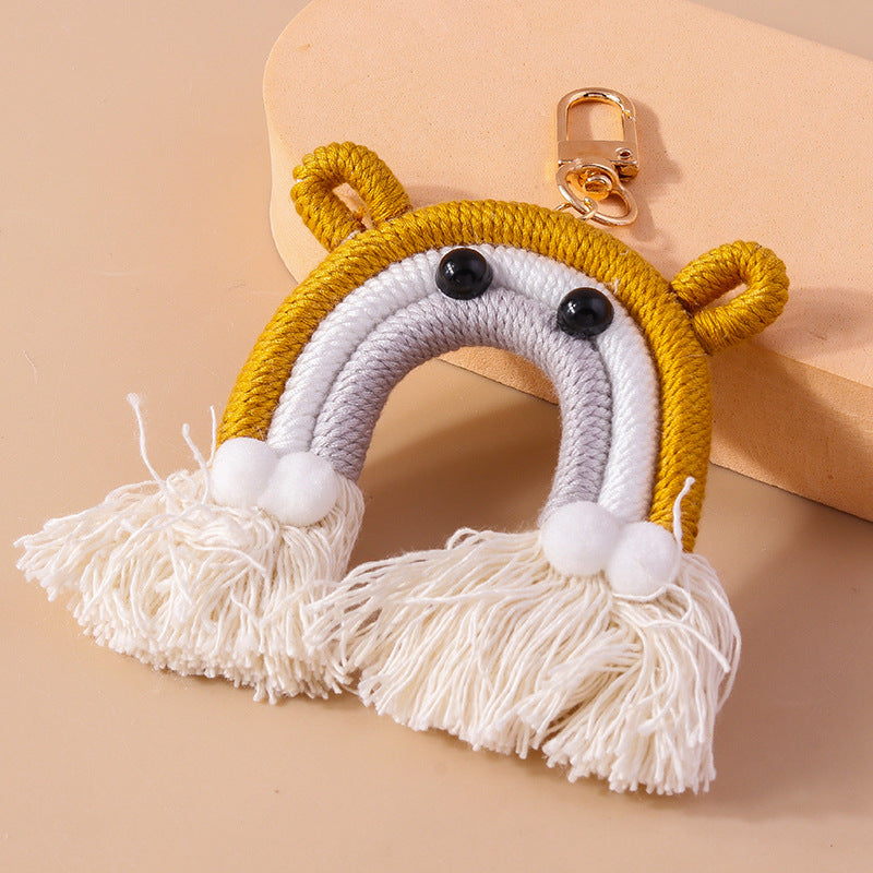 Wholesale Cartoon Rainbow Tassel Hand Knitted Keychain