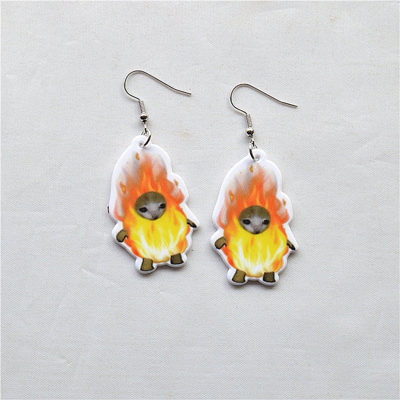 Wholesale Easter Cartoon Cow Kitten Puppy Acrylic Double Sided Earrings