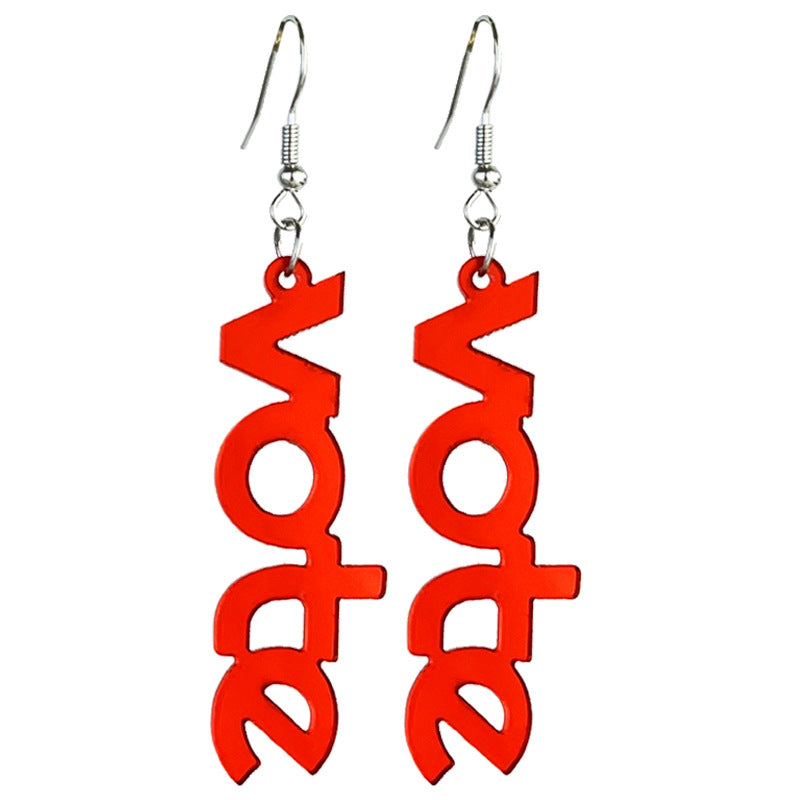 Wholesale 2pcs Wooden Red White and Blue Acrylic Earrings