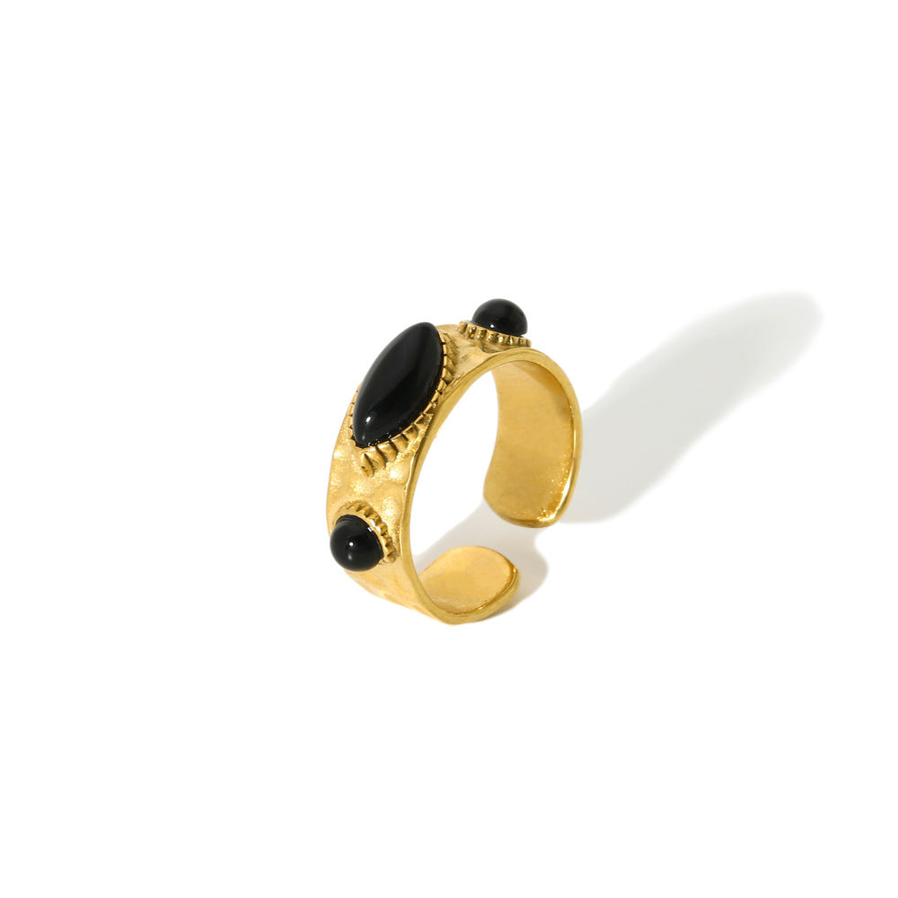 Wholesale 18K Gold Stainless Steel Ring with Natural Stone Opening