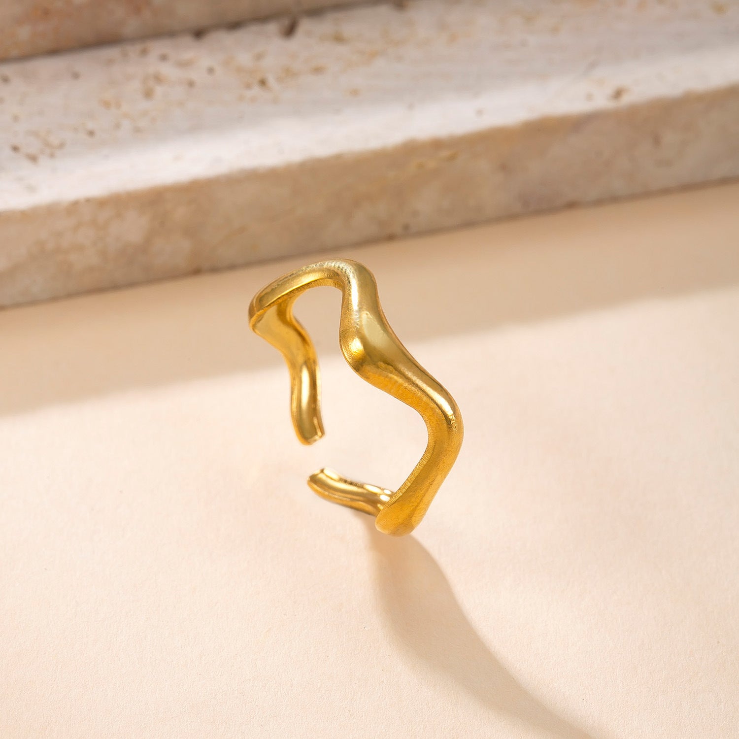 Wholesale Twisted irregular open stainless steel women' s ring