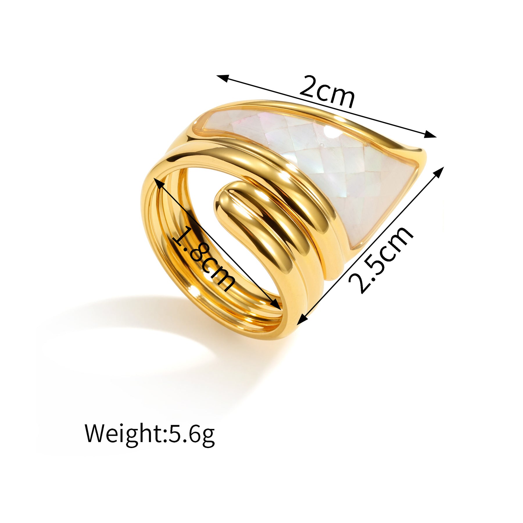 Wholesale French Retro Irregular Geometric Shell Inlay Ring For Women Trendy Stainless Steel Finger Ring Boutique Resale Accessory Gift