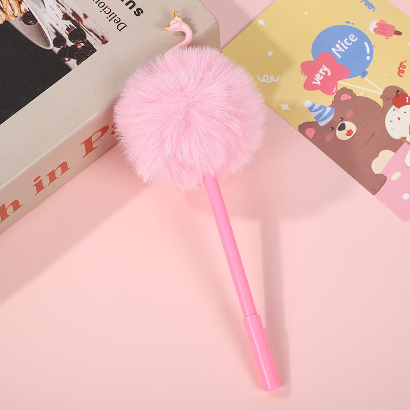 Wholesale Swan Fur Ball Plastic Gel Pen