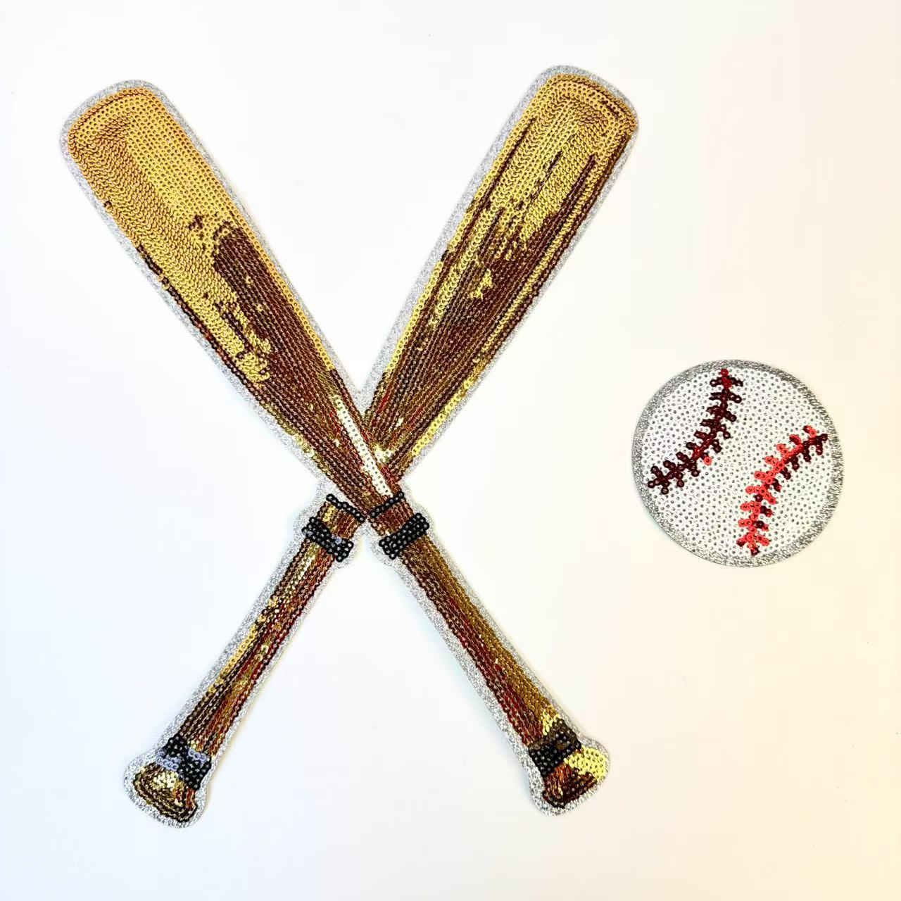 Wholesale Baseball Mama Sparkling Sequin Embroidered Patch Red Glue Backing Stylish Coat Decoration Fashion Sew On Accessory
