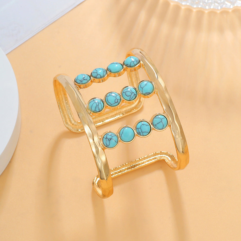 Wholesale Imitation Turquoise Boho Geometric Metal Bracelet