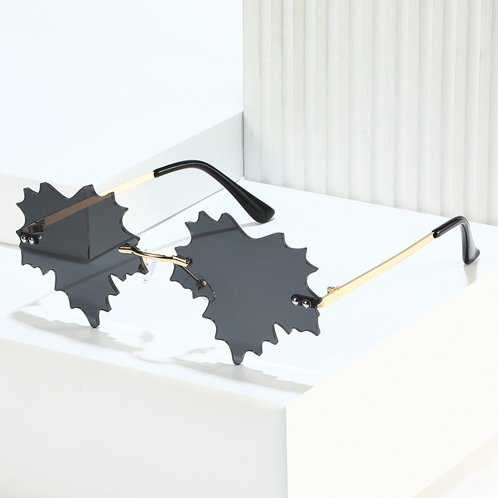 Wholesale Frameless Plant Maple Leaf Shape Fashion Sunglasses