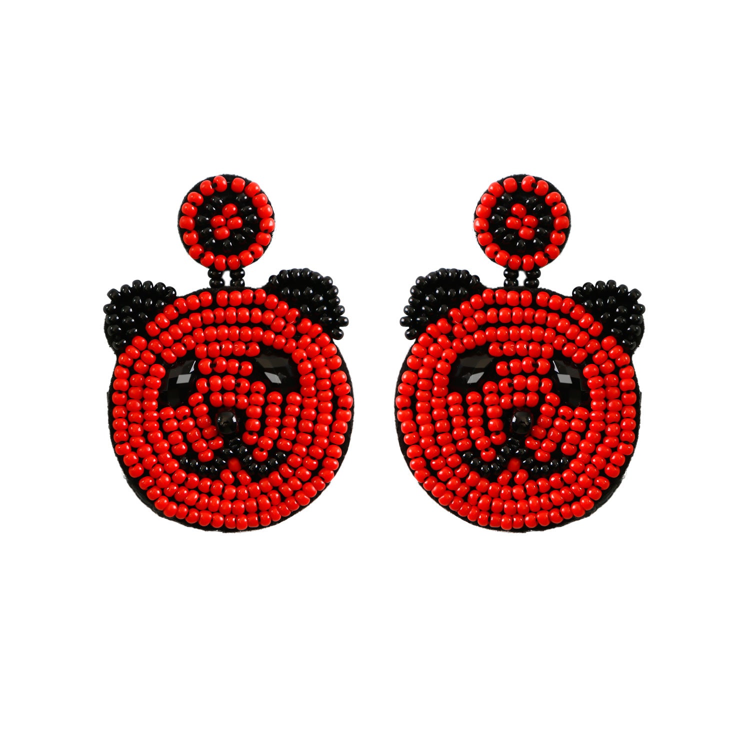Wholesale Christmas Rice Bead Countryside Style Exaggerated Lightweight Holiday Hand Woven Earrings