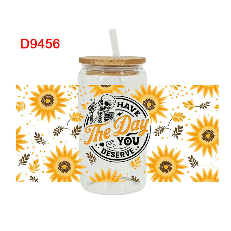 Wholesale Yellow blooming sunflowers  16oz Cup UV DTF Wraps
