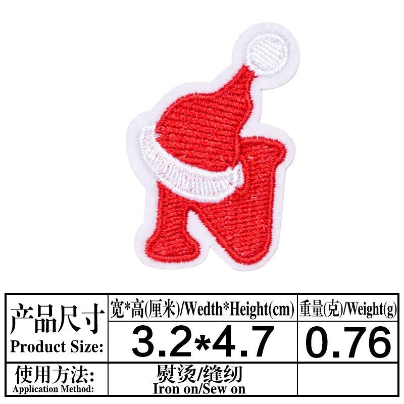 Wholesale Christmas 26 Letter Embroidery Patch Set Iron On DIY For Clothing Towels Gift