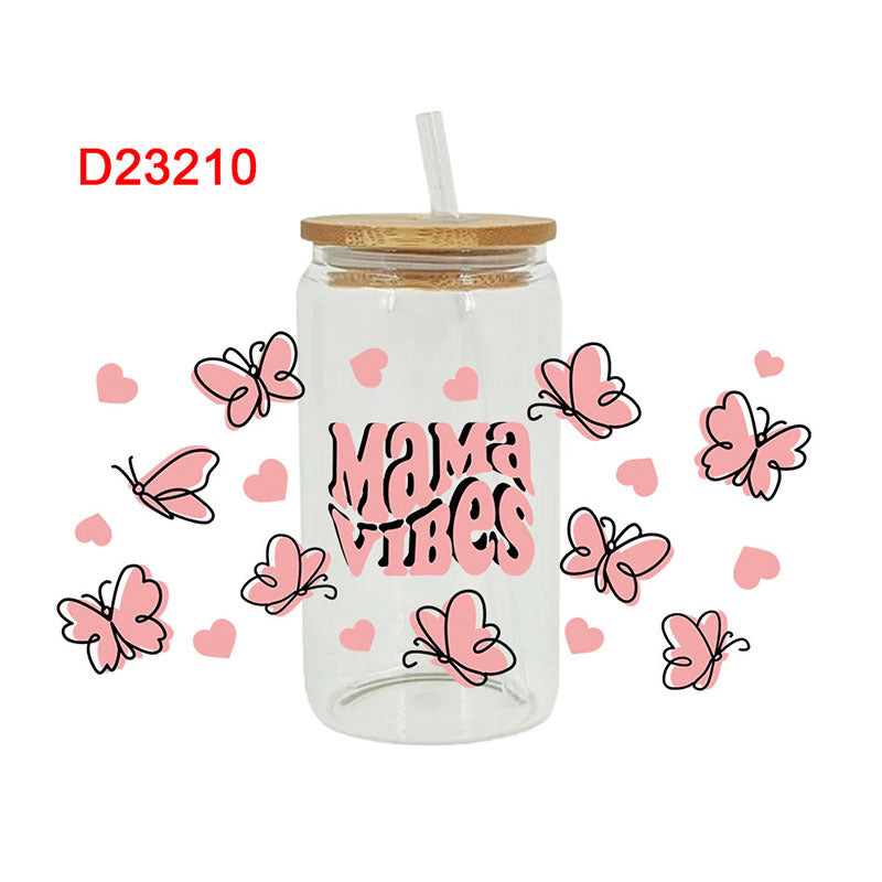 Wholesale Cartoon Cute Yellow Bee Butterfly Flower Theme 16oz Cup UV DTF Wraps