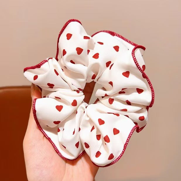 Wholesale Red Sweet Polka Dot Bow Scrunchie Ponytail Bun Hair Scrunchies
