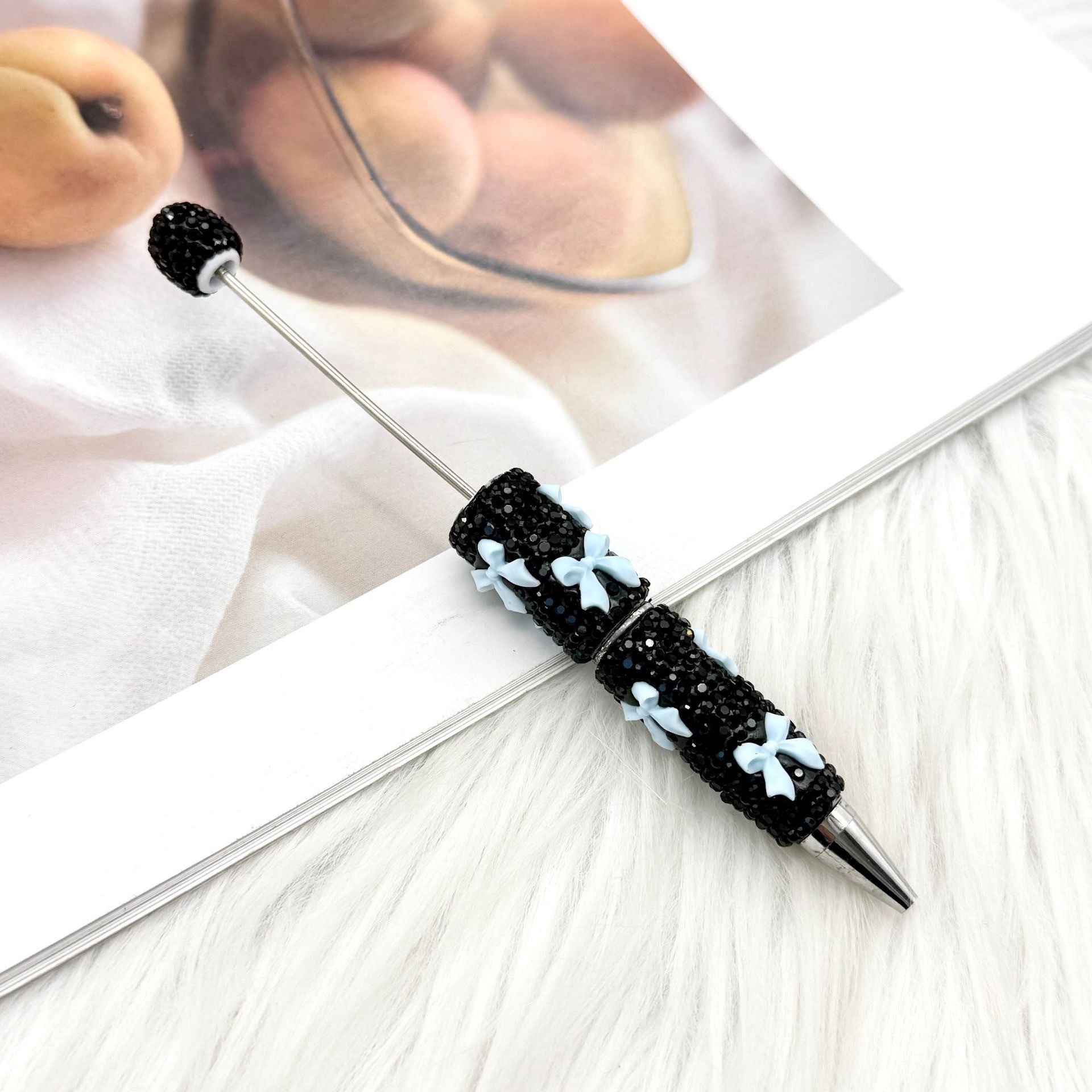 Wholesale 2pcs DIY Bow Full Rhinestone Beaded Pen Valentine' s Day Gift Pen