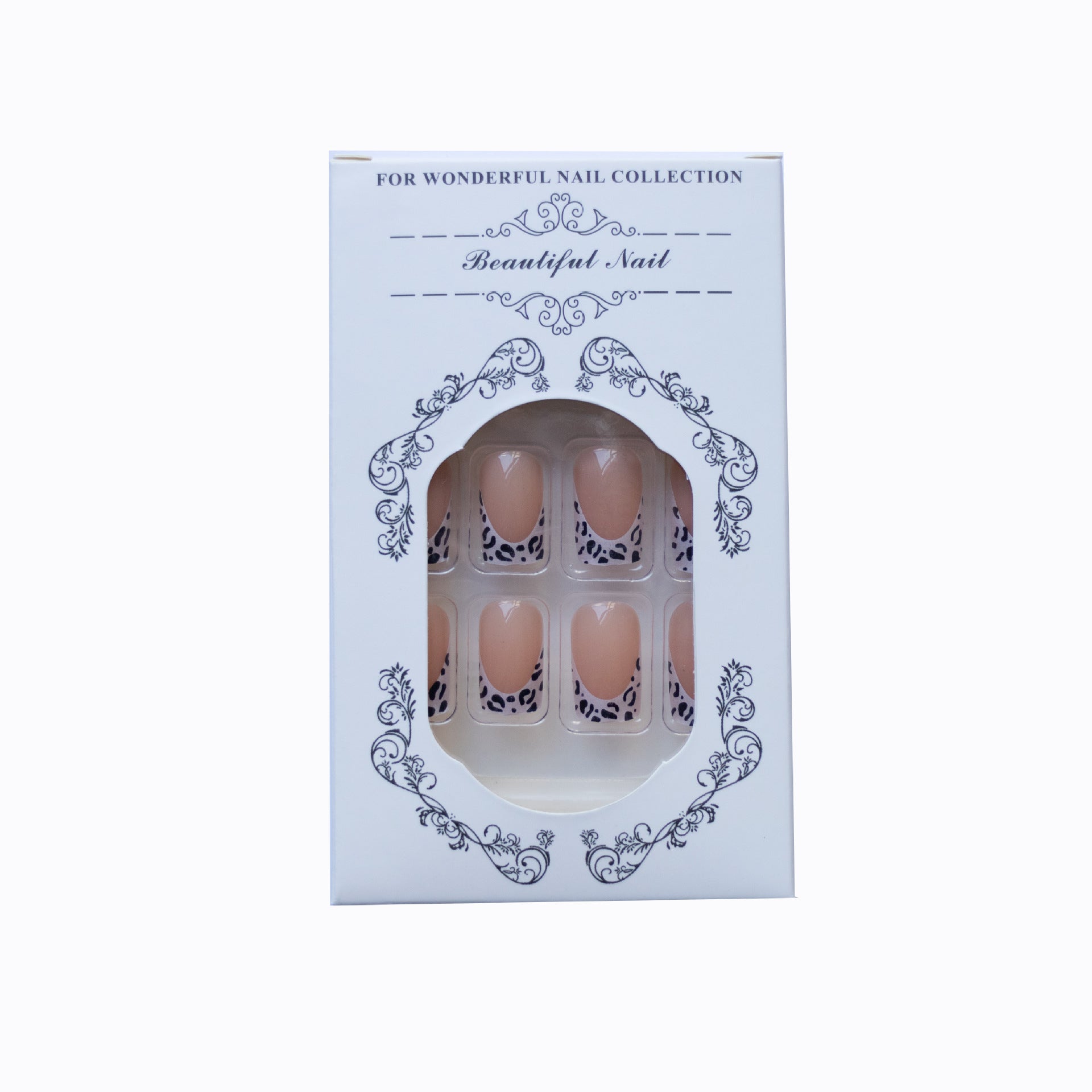 Wholesale Square head French leopard print wearable manicure