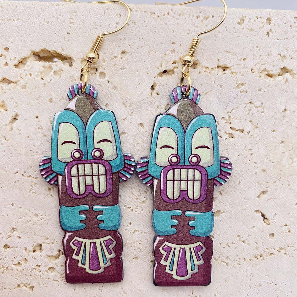 Pendientes acrílicos con estampado de cara pintada al por mayor