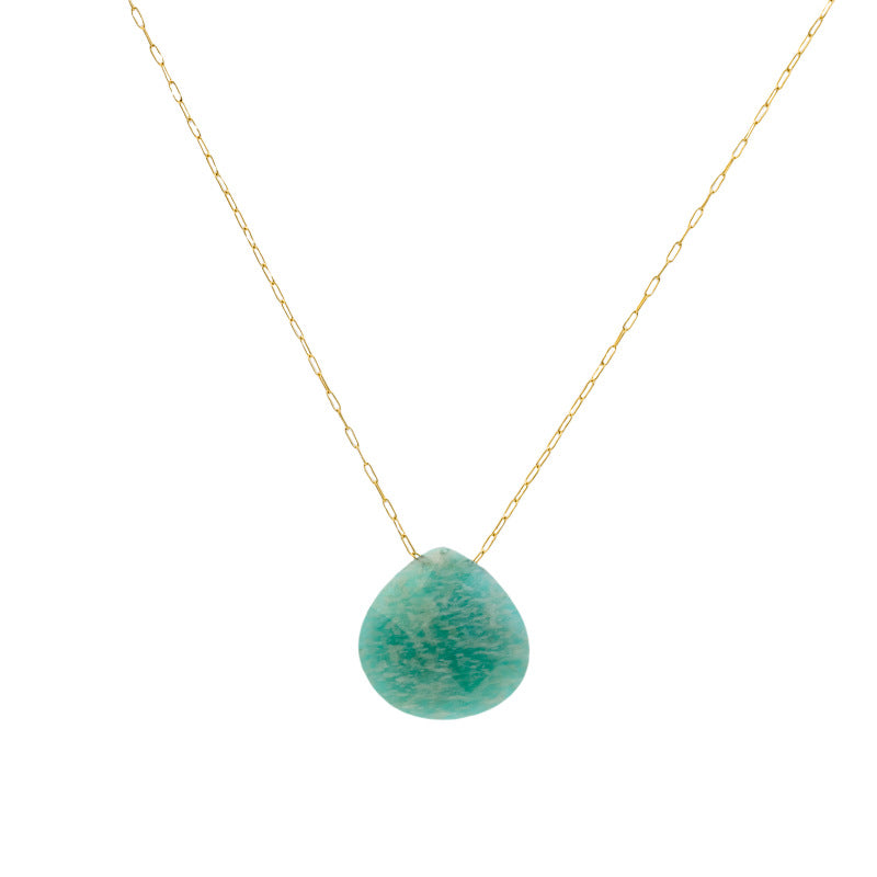 Wholesale Luxury Simple Water Drop Natural Stone Stainless Steel Necklace