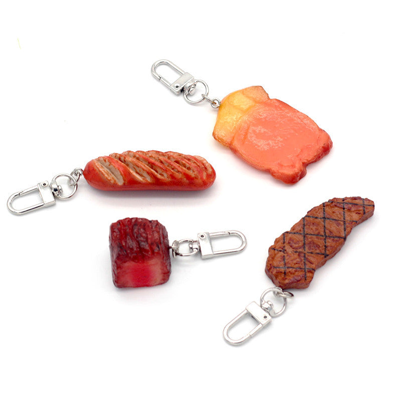 Wholesale PVC Simulation Food Steak Sausage Keychain
