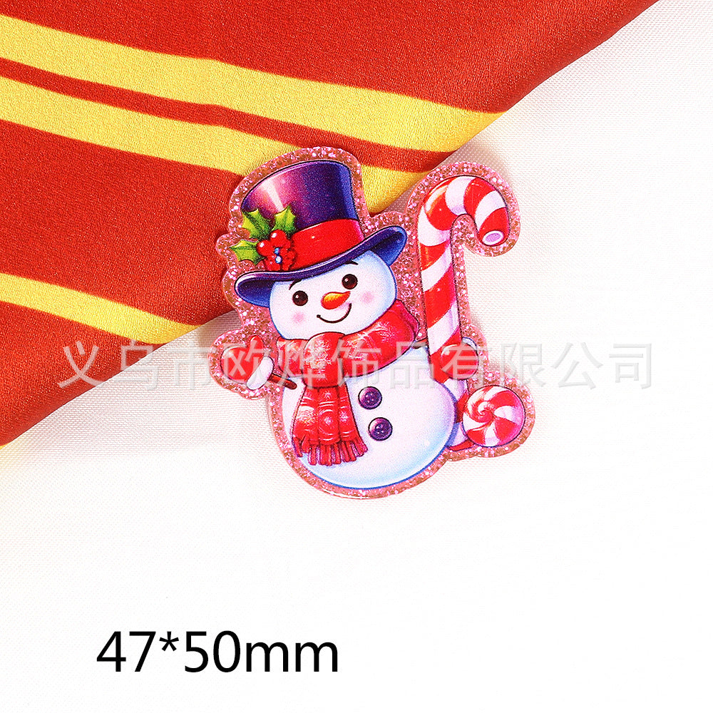 Wholesale 10pcs/pack Powder Cartoon Christmas Snowman Jewelry Acrylic Pin OLY Exclusive