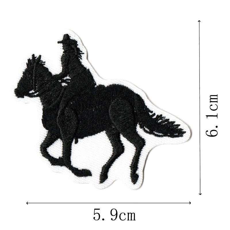 Wholesale Western Cowboy Cartoon Gunman Horse Embroidered Patches Set Of 9 For Coat Repair And Decoration Trendy Fashion Accessory