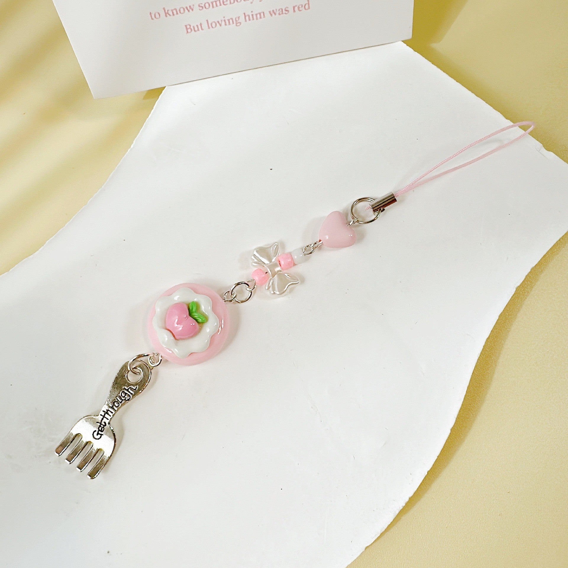 Wholesale Strawberry cake bead cute keychain
