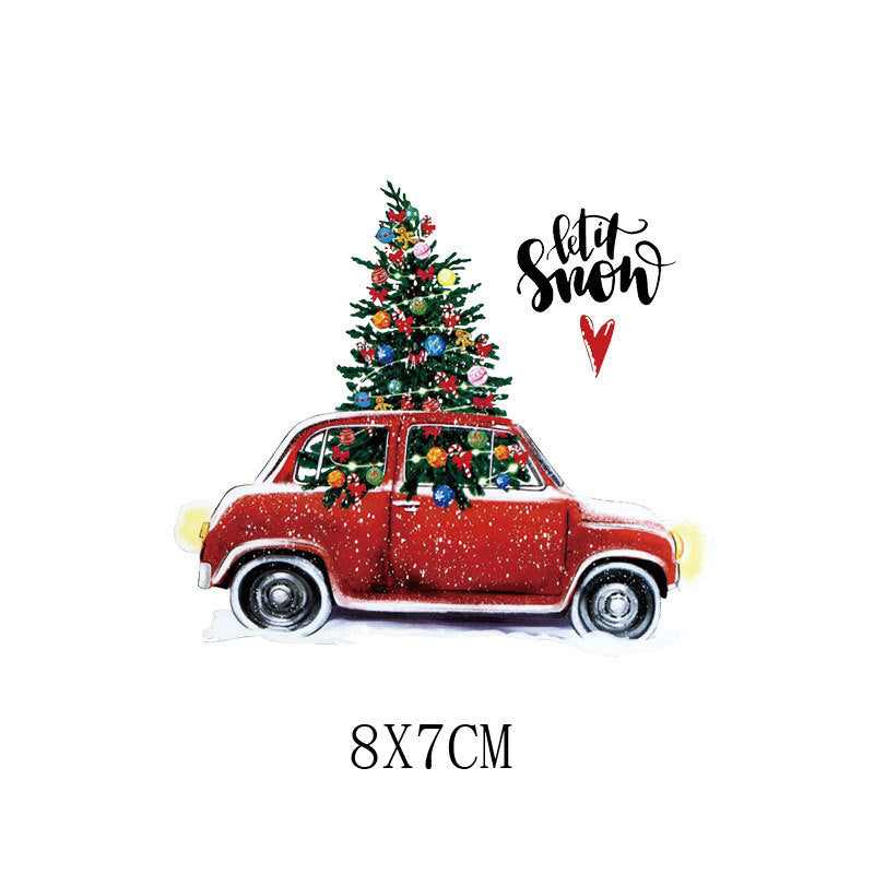 Wholesale   5pcs/pack sleigh heat transfer  UV DTF Ready to Press Transfers Wraps