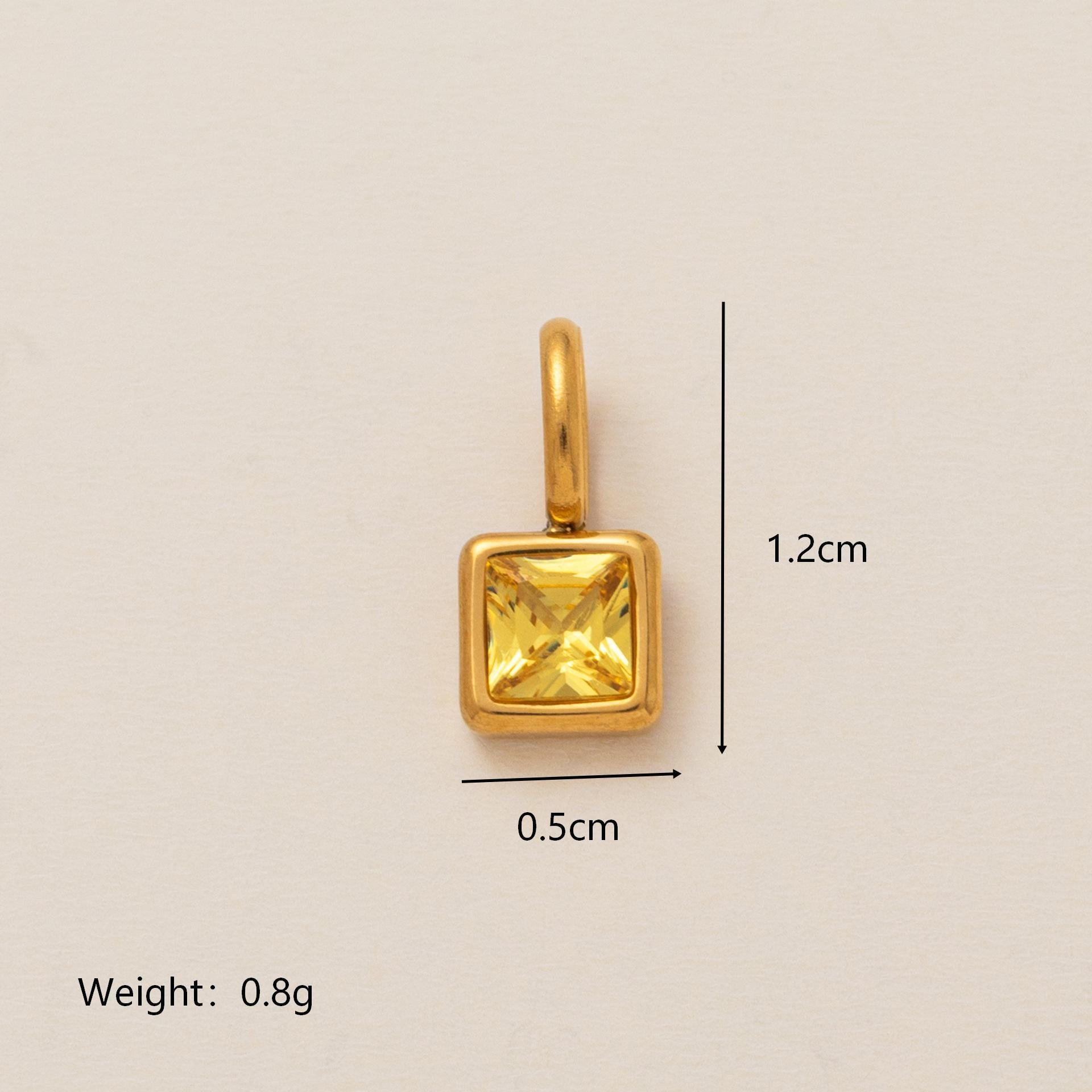 Wholesale Titanium Steel Geometric 12 Birthstone Colorful Zircon Pendant Necklace DIY Jewelry Accessory Gift For Women