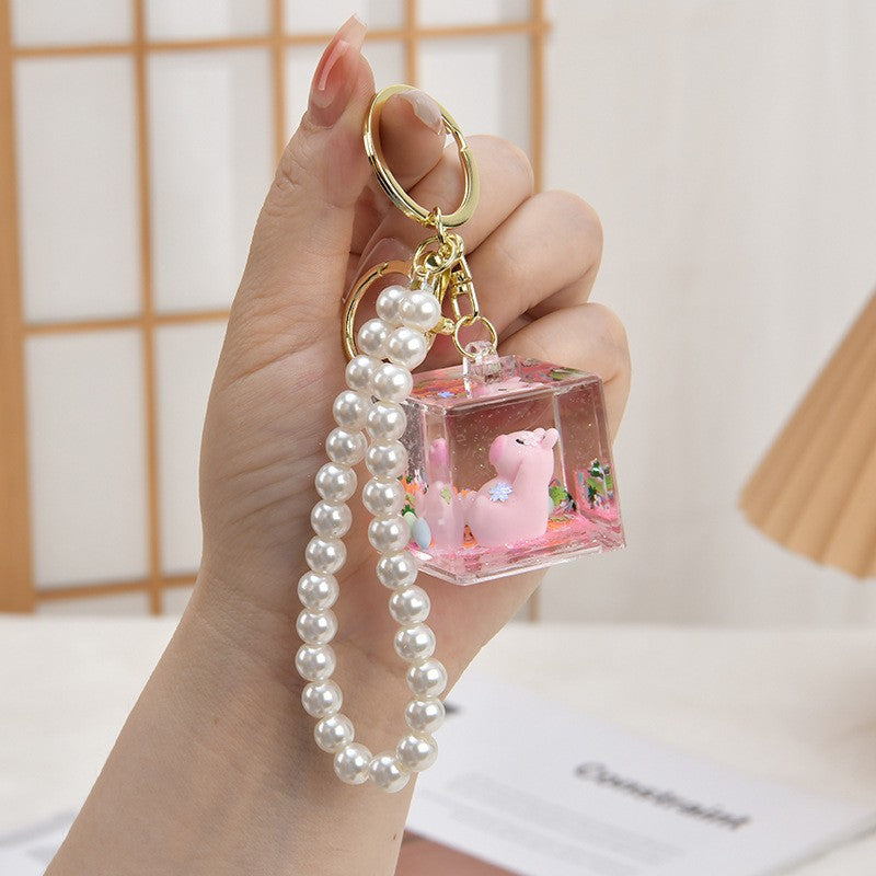Wholesale Acrylic Creative Capybara Sand Bottle Keychain