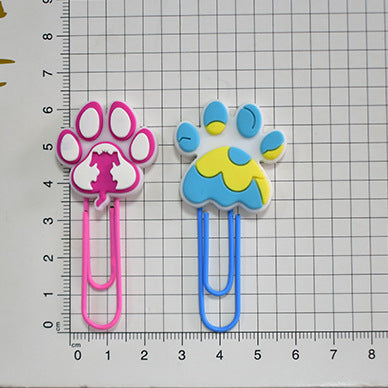 Wholesale Random 50pcs Cute colo  dog claw footprints paper clips metal bookmarks