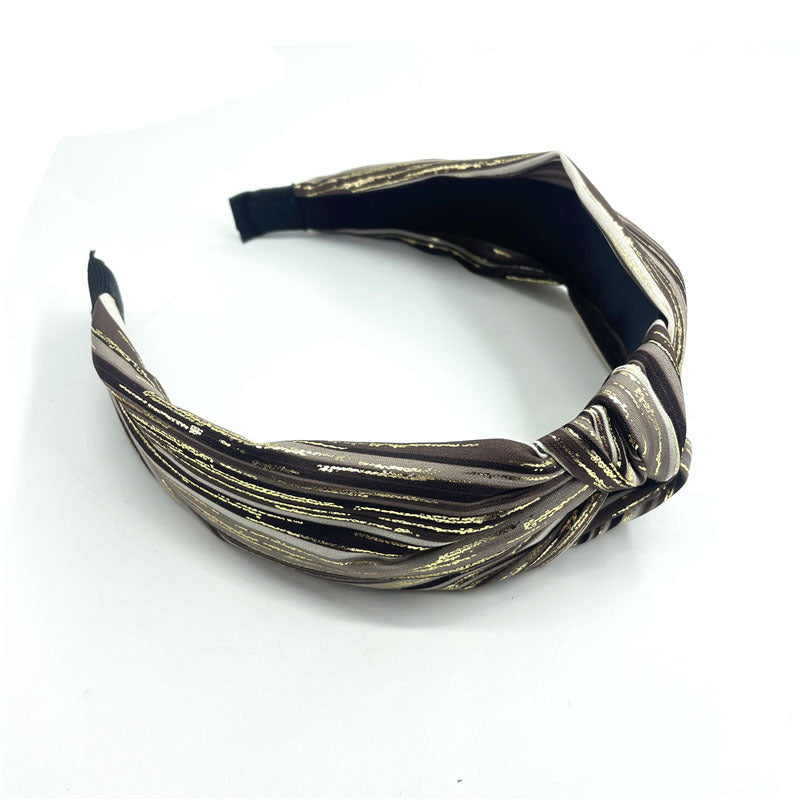 Wholesale New Style Headband Retro Ethnic Style Knotted Striped Color Matching Wide Brimmed French Headband