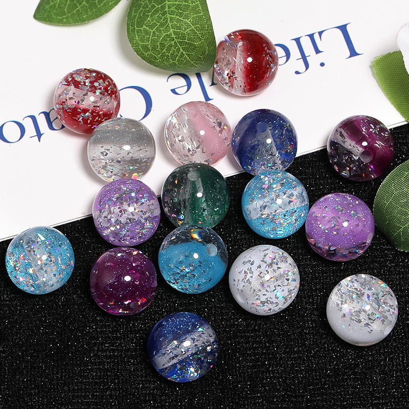 Wholesale 50pcs Acrylic Fine Glitter Transparent Double Layer Crystal Ball Beaded DIY Beads