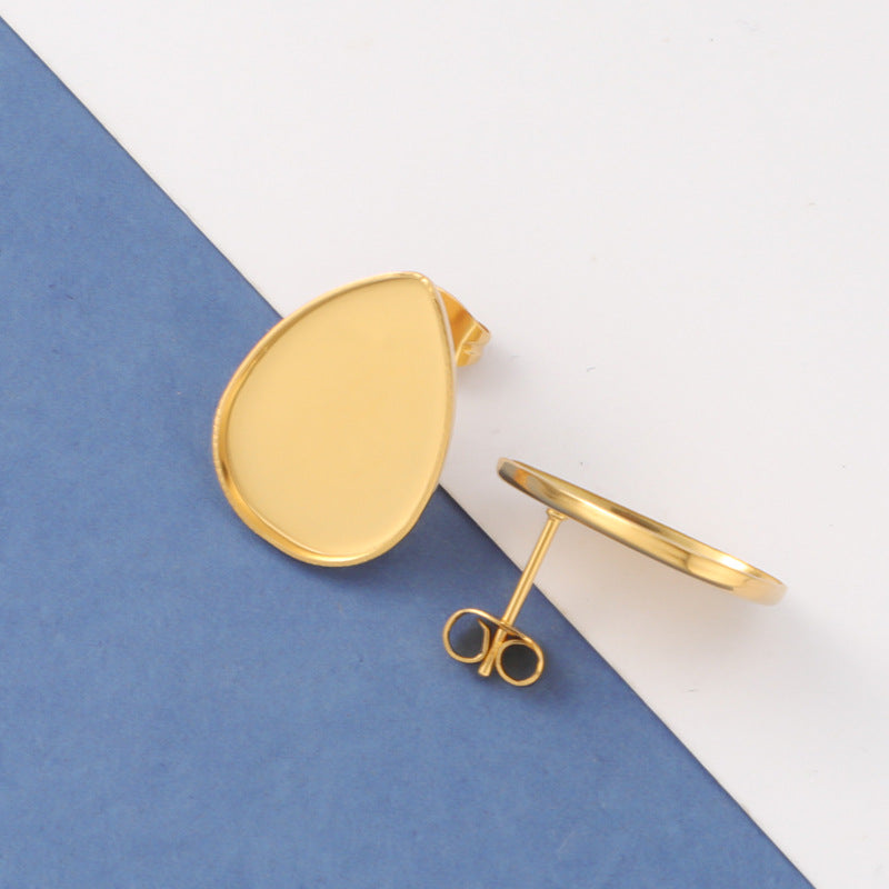 Wholesale Mirror Stainless Steel Furnace Real Gold Stud Earrings