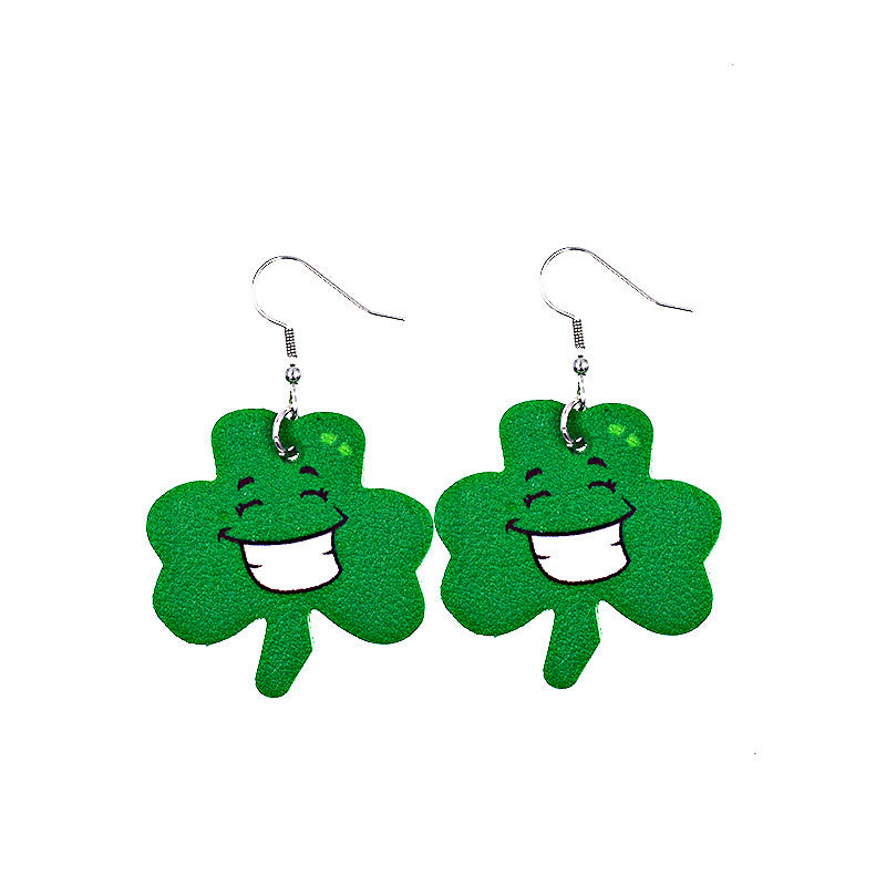 Wholesale 30PCS Clover Hat St. Parker's Day Leather Earrings