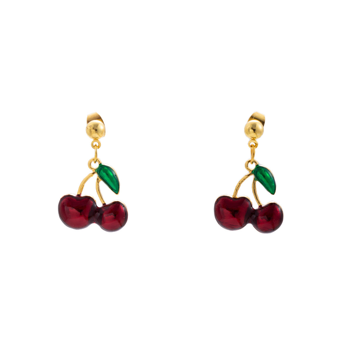 Wholesale Red Cherry Clavicle Chain Earrings Jewelry Set
