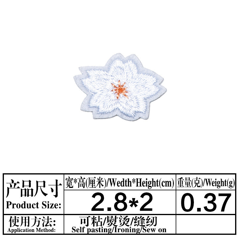 Wholesale 18Pcs Cloth Embroidered Patches Pink Flower Sew On Stickers For Clothing Fashion Accessory