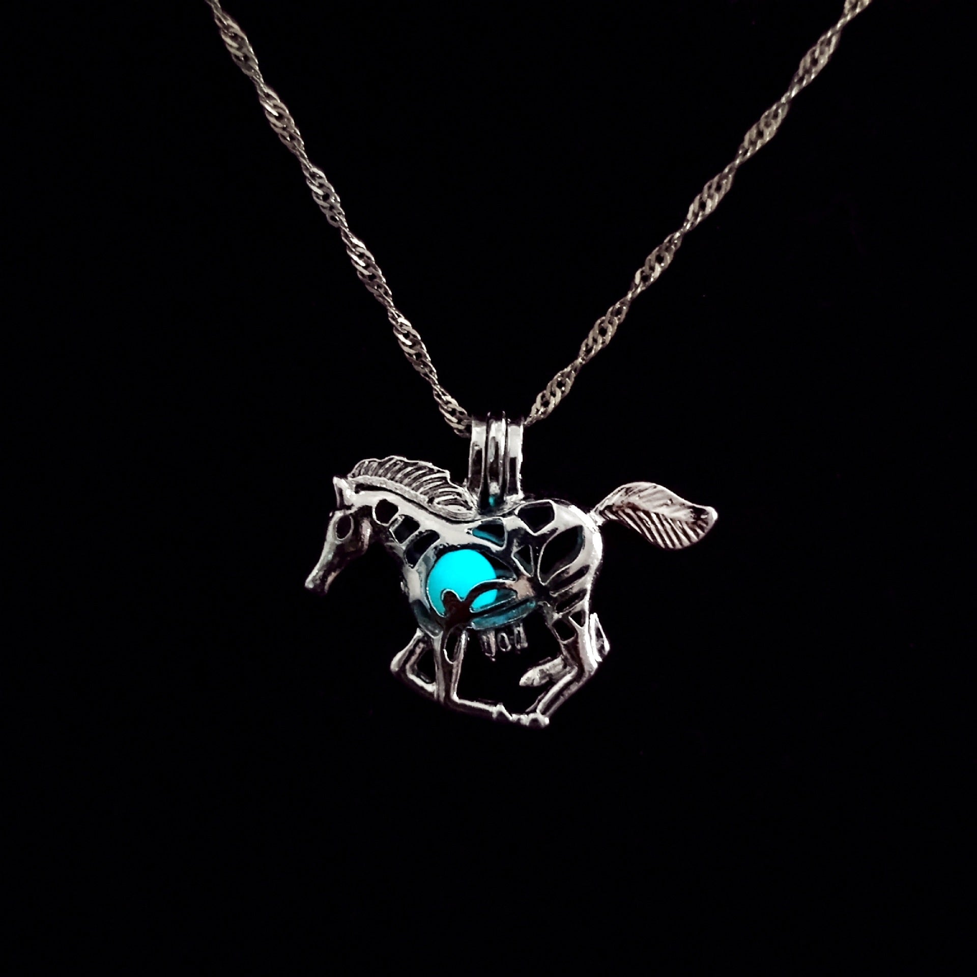 Wholesale Halloween Hollow-out Luminous Horse Necklace