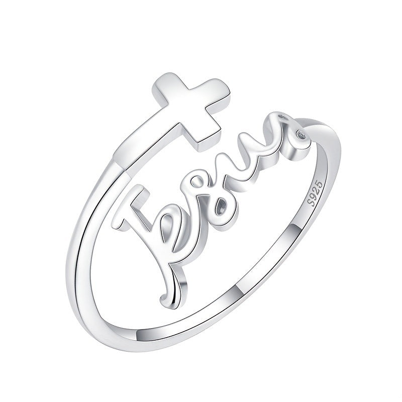 Wholesale Fashion Cross Design Adjustable Wrap S925 Sterling Silver Rings