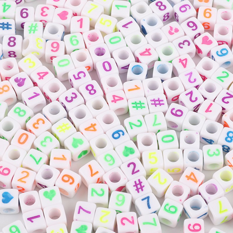 Wholesale 100pcs Acrylic Square Number English Alphabet Beads