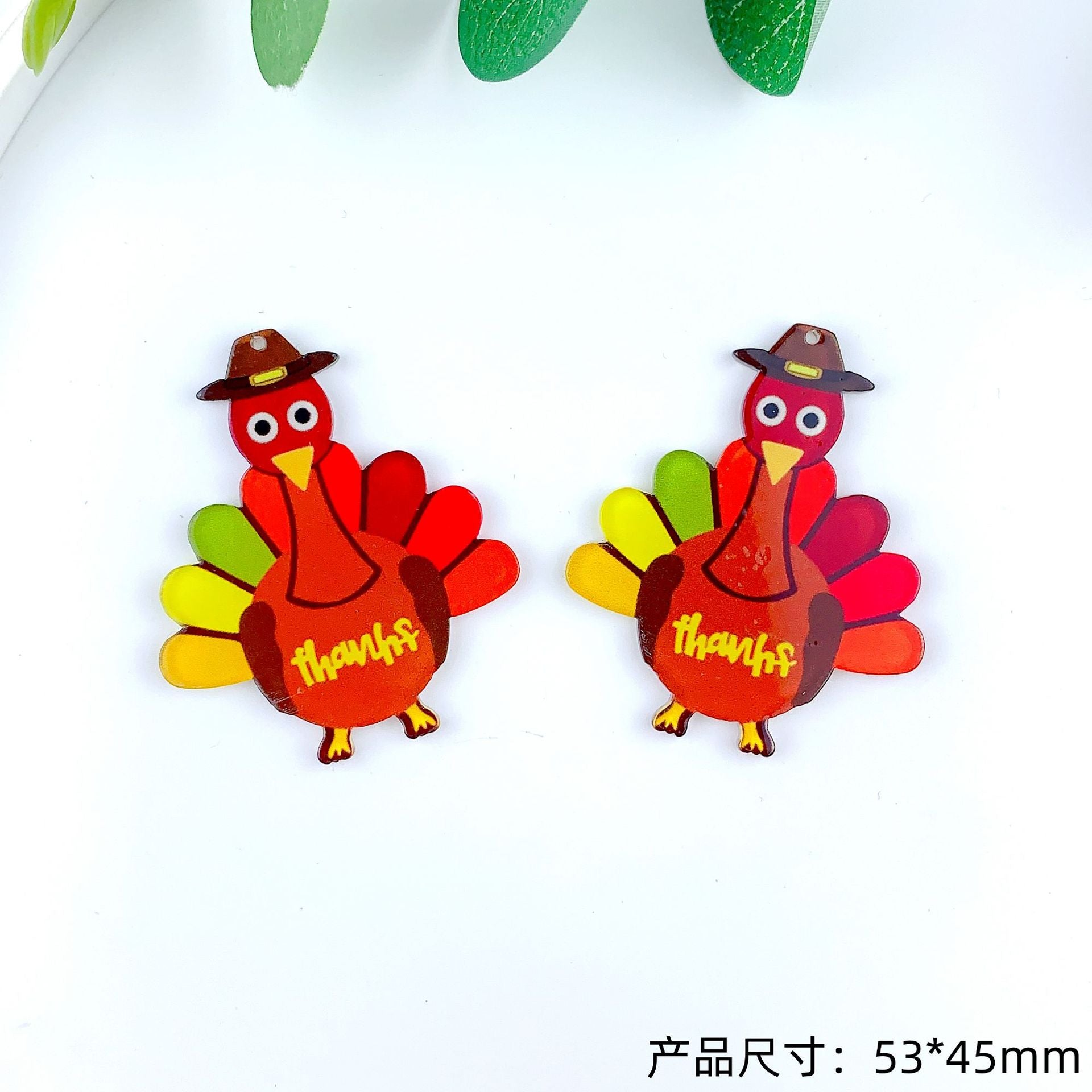Wholesale 30pcs Acrylic Carnival Thanksgiving Turkey Earrings DIY Accessories