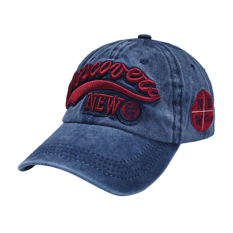 Wholesale Washed Denim Letter Embroidery Polyester Baseball Cap
