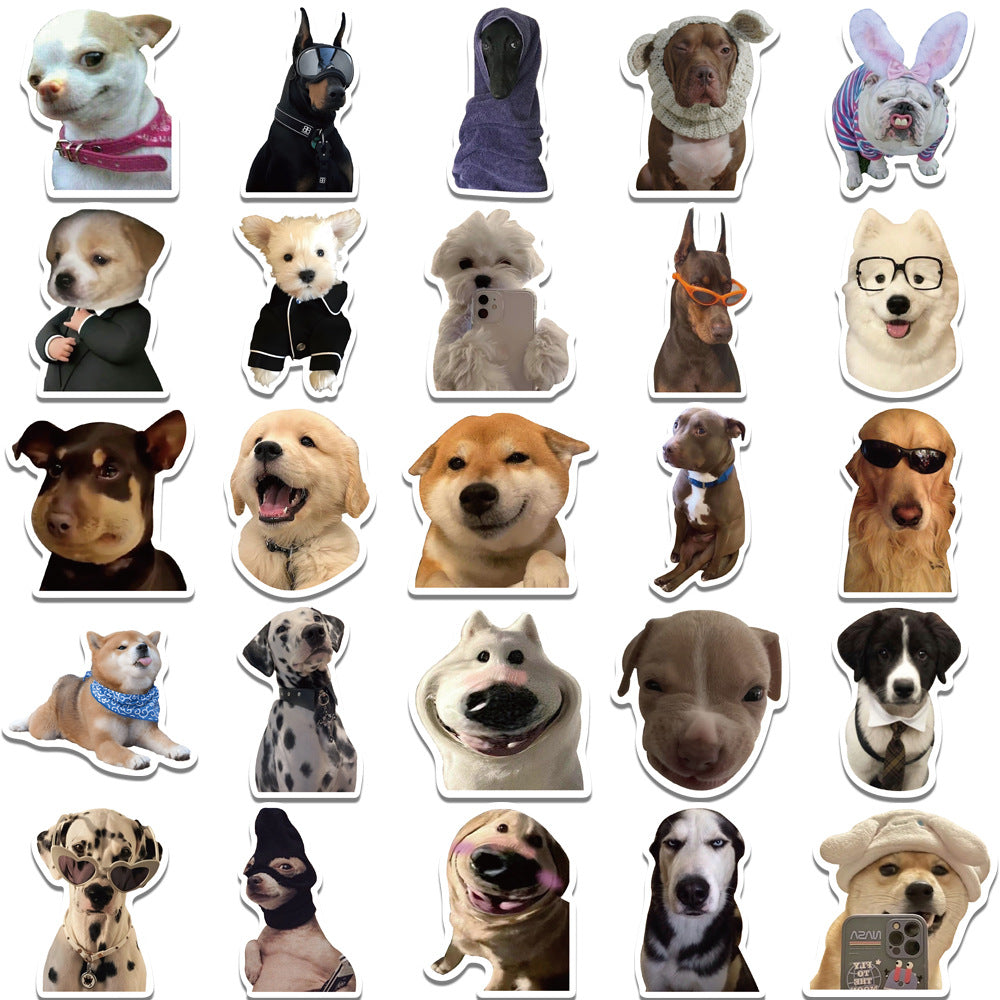 Wholesale 50pcs realistic and funny dog emoji waterproof vinyl stickers