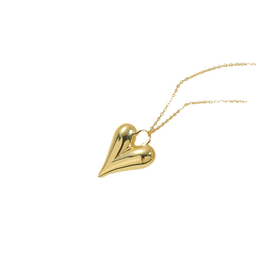 Wholesale Copper Plated 14K Gold Heart Shaped Pendant Clavicle Chain