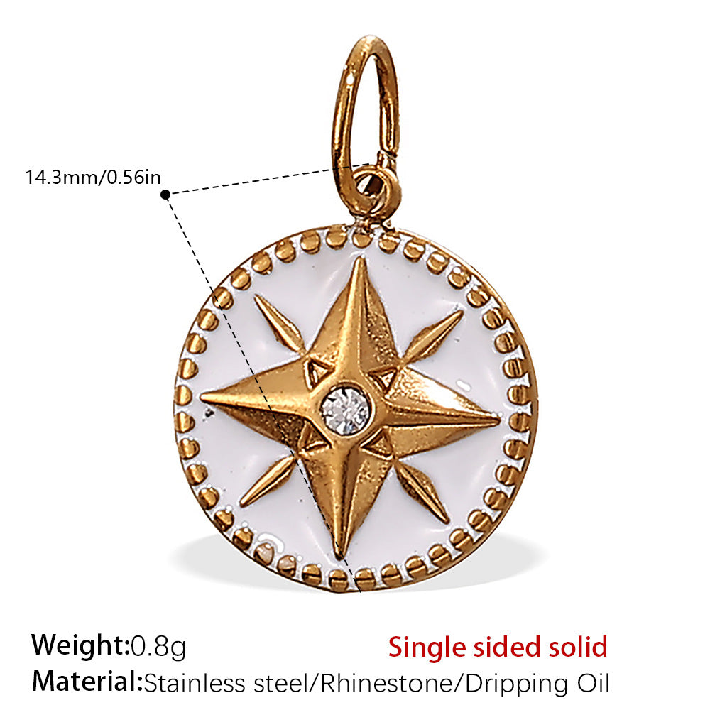 Wholesale Zircon Inlaid Starfish Round Stainless Steel Necklace Pendant
