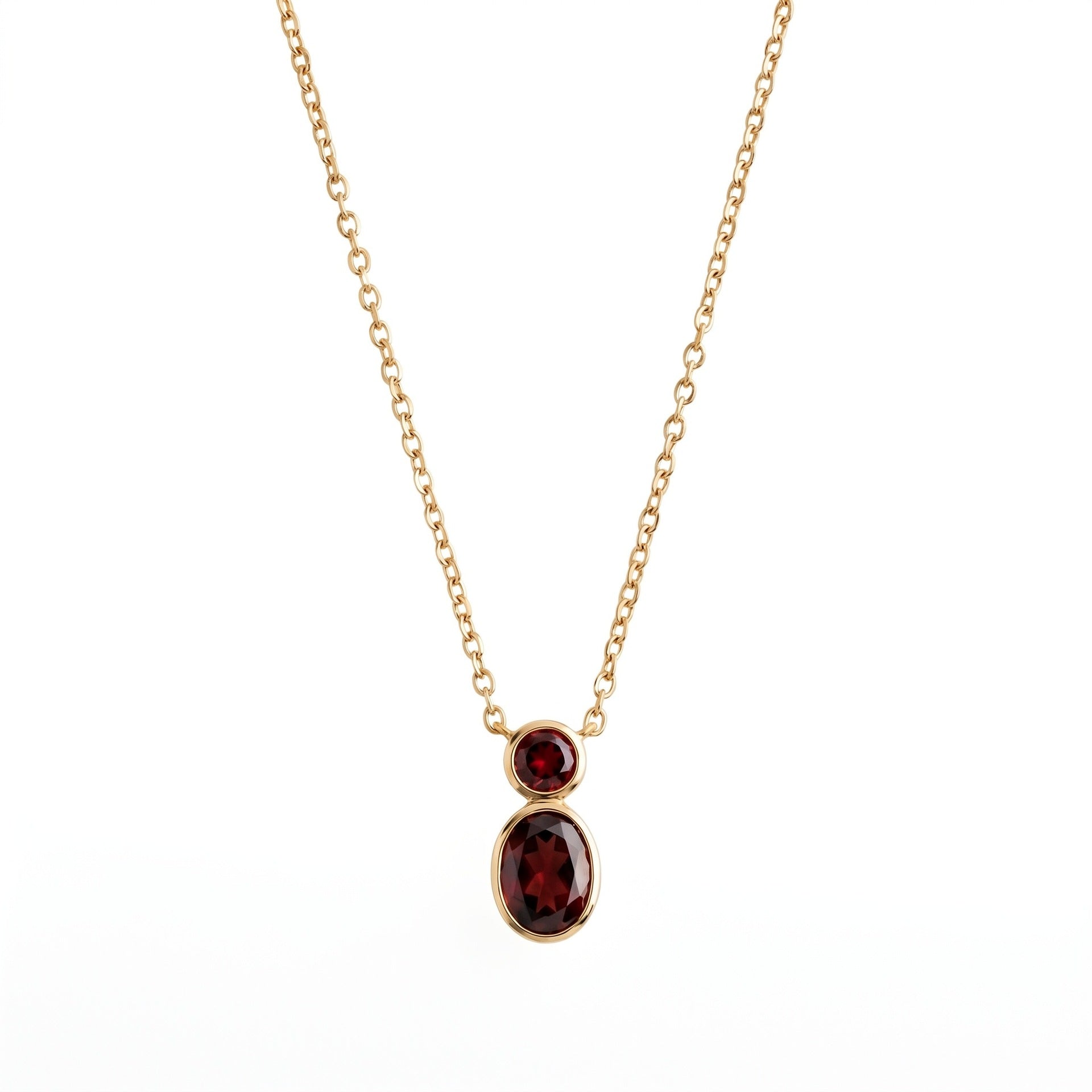 Wholesale Minimalist Gourd Pendant Necklace Double Stone Bezel Set Natural Stone Gold Bead Stainless Steel Collarbone Chain Jewelry Accessory